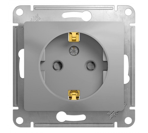 Glossa Алюминий Розетка с заземлением со шторками  GSL000345  SE
