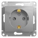 Glossa Алюминий Розетка с заземлением со шторками  GSL000345  SE