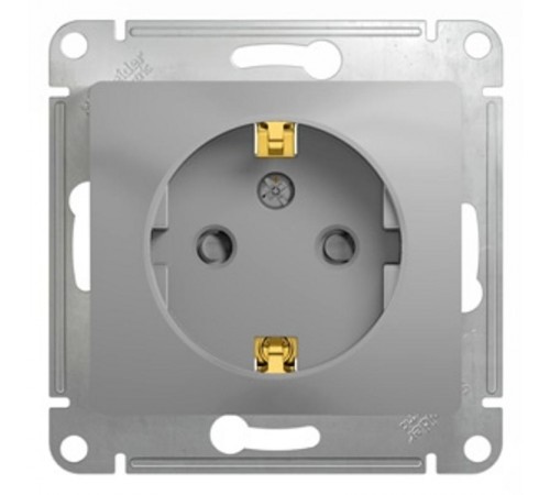Glossa Алюминий Розетка с заземлением со шторками  GSL000345  SE