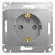 Glossa Алюминий Розетка с заземлением со шторками  GSL000345  SE