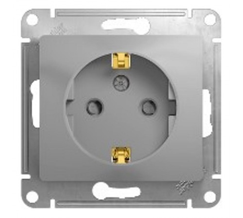 Glossa Алюминий Розетка с заземлением со шторками  GSL000345  SE