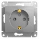 Glossa Алюминий Розетка с заземлением со шторками  GSL000345  SE