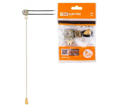 Сонетка-выключатель для бра с цепочкой 3А 250В золото  SQ1806-0226  TDM