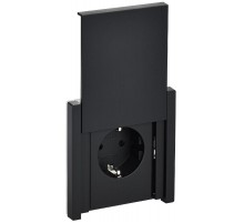 FORTE&PIANO Розетка с заземлением, со шторками, с крышкой безвинтовое крепление 16А IP44 FP119 черный  FP-R16-16-1-44-K02  IEK