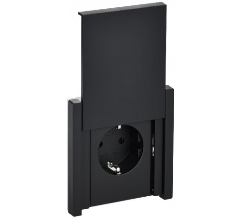 FORTE&PIANO Розетка с заземлением, со шторками, с крышкой безвинтовое крепление 16А IP44 FP119 черный  FP-R16-16-1-44-K02  IEK