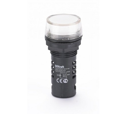 Лампа комм. ADDS 22 мм LED бел. 220В AC/DC ЛK-22   25121DEK  DEKraft