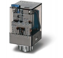 Универсальное электромеханическое реле; монтаж в розетку 11-штырьковый разъем; 3CO 6A; раздвоенные контакты AgNi+Au  601390605240  Finder