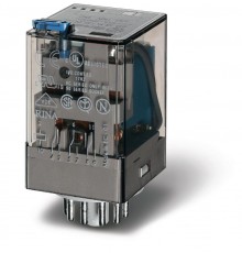 Универсальное электромеханическое реле; монтаж в розетку 11-штырьковый разъем; 3CO 6A; раздвоенные контакты AgNi+Au  601390125274  Finder