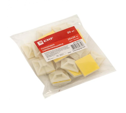 Площадка самоклеящаяся (25х25мм.) белая (20шт.) PROxima plc-25x25-r  EKF