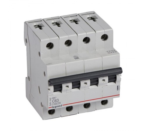 Выключатель автоматический четырехполюсный RX3 4500 63А C 4,5кА  419747  Legrand