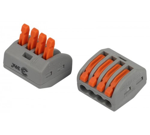 Клемма  NO-225-422 универсальная 222-414 с рычагами 4-проводная 0.08-2.5/4 мм2 (упаковка 2 шт.)  Б0067939  ЭРА