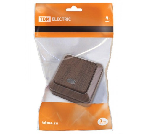 Выключатель 1-кл. открытой установки с подсветкой IP20 10А, бук "Ладога"   SQ1801-0031  TDM