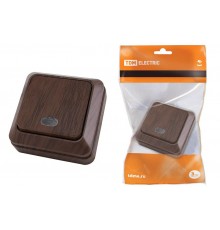 Выключатель 1-кл. открытой установки с подсветкой IP20 10А, бук "Ладога"   SQ1801-0031  TDM