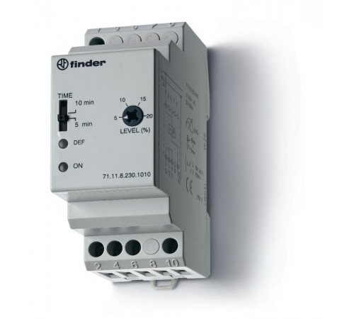 Контрольное реле для 1-фазных сетей; пониженное/повышенное напряжение; настраиваемые симметричные диапазоны; выход 1CO 10А  711182301010  Finder