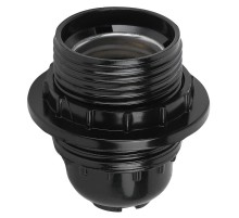 Патрон Е27 с кольцом,бакелит, черный (x50)  Б0044084  ЭРА