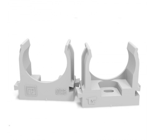 Крепеж-клипса для труб для монтажного пистолета серая в п/э д25 (100шт/700шт уп/кор)  PR13.0121  Промрукав
