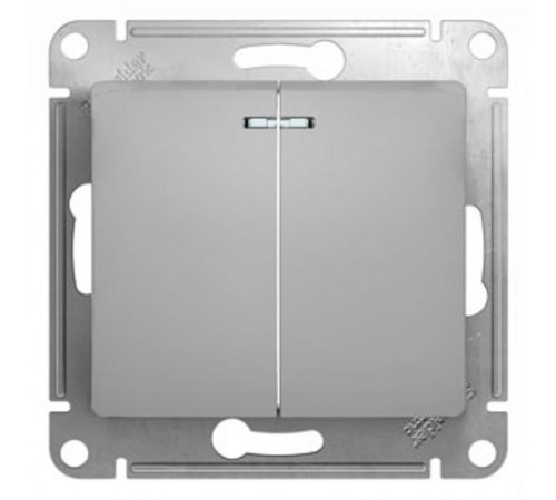 Glossa Алюминий Выключатель 2-клавишный с подсветкой, сх.5а, 10АХ  GSL000353  SE