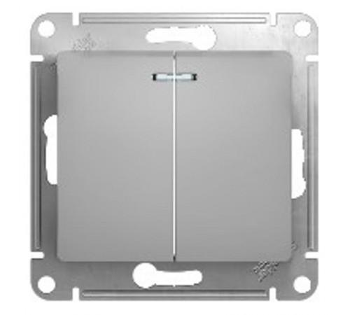 Glossa Алюминий Выключатель 2-клавишный с подсветкой, сх.5а, 10АХ  GSL000353  SE