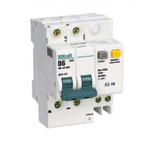 Выключатель автоматический дифференциального тока со встроенной защитой от сверхтоков ДИФ-101 2Р 6А 100мА AC D  15102DEK  DEKraft