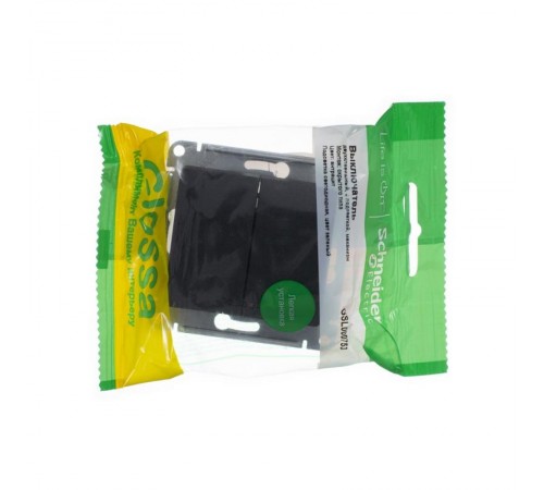 Glossa Антрацит Выключатель 2-клавишный с подсветкой сх.5а, 10АХ  GSL000753  SE