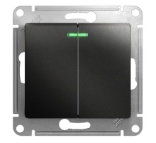 Glossa Антрацит Выключатель 2-клавишный с подсветкой сх.5а, 10АХ  GSL000753  SE