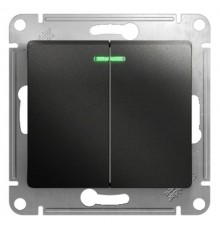 Glossa Антрацит Выключатель 2-клавишный с подсветкой сх.5а, 10АХ  GSL000753  SE