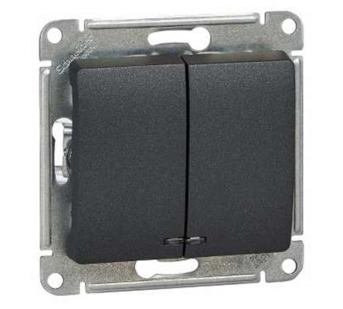 Glossa Антрацит Выключатель 2-клавишный с подсветкой сх.5а, 10АХ  GSL000753  SE