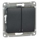 Glossa Антрацит Выключатель 2-клавишный с подсветкой сх.5а, 10АХ  GSL000753  SE