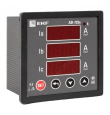 Амперметр AD-723s цифровой на панель 72x72 (квадратный вырез) трехфазный в коротком корпусе PROxima  AD-723s  EKF