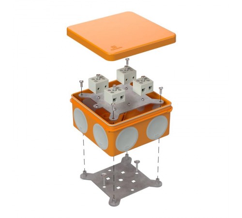 Коробка огнестойкая для о/п двухкомпонентная 60-0300-FR6.0-8 Е15-Е60 (латунь) 100х100х50 IP66 8p, 6.0 мм.кв. 60-0300-FR6.0-8-Е60  Промрукав