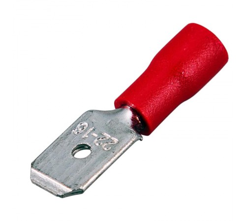 Клемма плоская изолированная штекер 6.3 мм 0.5-1.5 мм (РПи-п 1.5-(6.3)) красная  08-0313  REXANT
