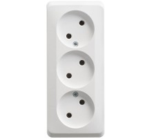 Этюд Белый О/У Розетка 3-ая без заземления без шторок 16А 250B  PA16-009B  SE