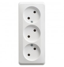 Этюд Белый О/У Розетка 3-ая без заземления без шторок 16А 250B  PA16-009B  SE