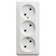 Этюд Белый О/У Розетка 3-ая без заземления без шторок 16А 250B  PA16-009B  SE