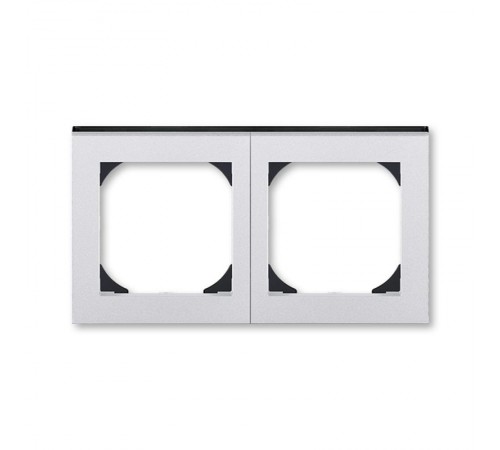 ABB Levit Серебро / дымчатый чёрный Рамка двойная 55х55 для механизмов BJE  3901H-A05520 70  2CHH015520A4070  ABB