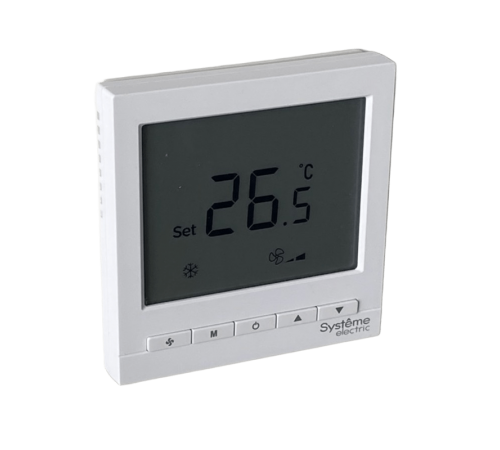 Термостат комнатный цифровой, для 4тр 3ск FCU и 2-поз.клап, 1UI 5DO Modbus ~220В бел BS  RTF4IML  SE