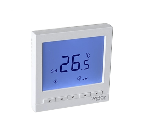 Термостат комнатный цифровой, для 4тр 3ск FCU и 2-поз.клап, 1UI 5DO Modbus ~220В бел BS  RTF4IML  SE