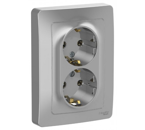 Blanca Алюминий С/У Розетка 2-ая с заземлением без шторок, 16А, 250В  BLNRS001023  SE