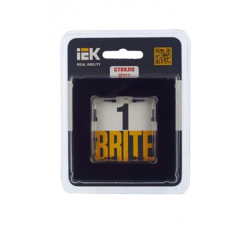 BRITE Рамка 1-ая РУ-1-2-БрЧ стекло черный  BR-M12-G-K02  IEK
