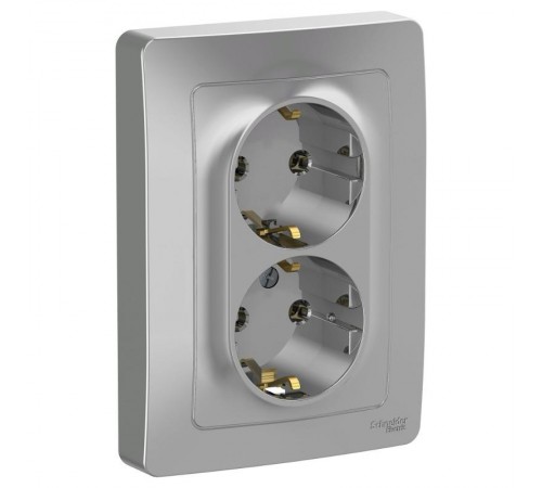 Blanca Алюминий С/У Розетка 2-ая с заземлением без шторок, 16А, 250В  BLNRS001023  SE