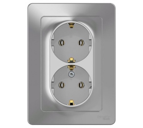 Blanca Алюминий С/У Розетка 2-ая с заземлением без шторок, 16А, 250В  BLNRS001023  SE