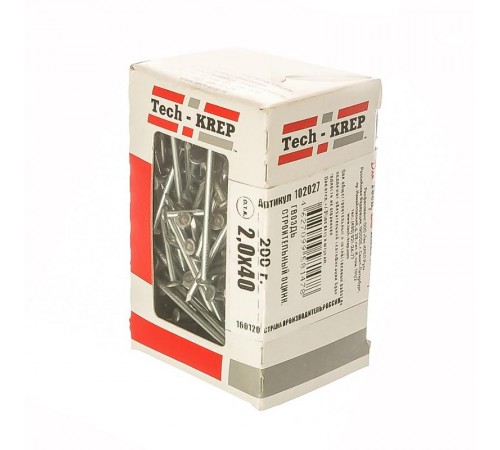 Гвоздь строительный оцинкованный 2,0х40 (200 г) - коробка с окном  102027  Tech-KREP