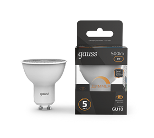 Лампа светодиодная LED 5W MR16 GU10-dim 3000K диммир.  101506105-D  Gauss