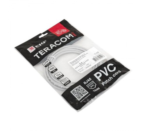 Патч-корд TERACOM PRO Cat.5E неэкранированный UTP оболочка PVC серый (2,0м)  TRP-5EUTP-PVC-2M-GY  EKF