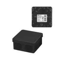 Коробка распаячная, двухкомпонентная, ОП 80х80х40 мм, IP66, 8 вх., черная, инд. штрихкод  SQ1401-2912  TDM