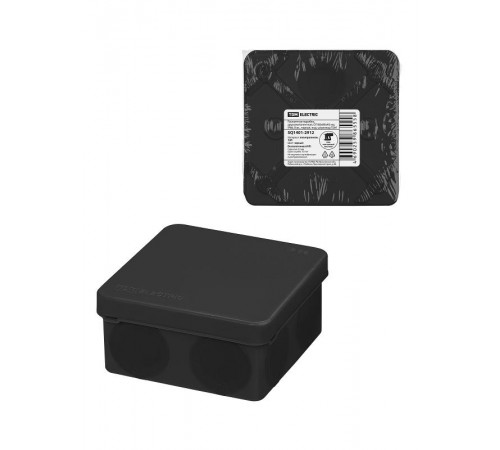 Коробка распаячная, двухкомпонентная, ОП 80х80х40 мм, IP66, 8 вх., черная, инд. штрихкод  SQ1401-2912  TDM