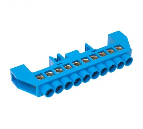 Шина "0" N (8х12мм) 10 отверстий латунь синий нейлоновый корпус комбинированный розничный стикер EKF PROxima  sn0-125-10-dn-r  EKF