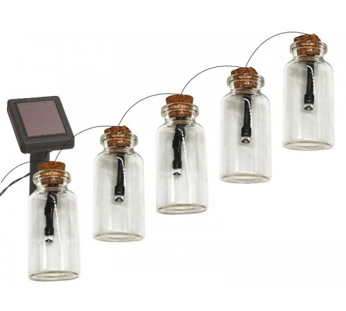 Светильник садовая гирлянда 10 подсвечиваемых светодиодами бутылочек ERAGS08-05 длина 3,8 м, IP44 питание от солнечной батареи  Б0038507  ЭРА