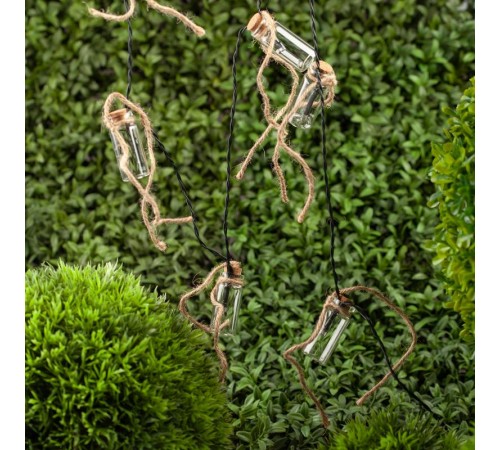 Светильник садовая гирлянда 10 подсвечиваемых светодиодами бутылочек ERAGS08-05 длина 3,8 м, IP44 питание от солнечной батареи  Б0038507  ЭРА