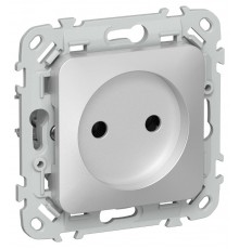 FLITE Розетка без заземления без шторок 10А РС01-0-ФлА алюминий  FI-R10-10-K47  IEK